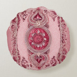 Coussins Ronds Cranberry Cherry Lace art IA 