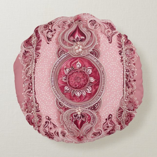 Coussins Ronds Cranberry Cherry Lace art IA  (Dos)