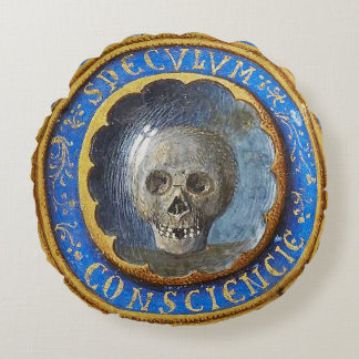Coussins Ronds Crâne de manuscrit médiéval tardif