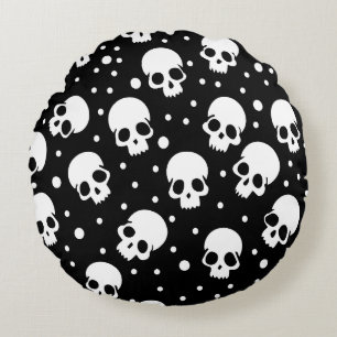Coussins Ronds Crâne monochrome Polka Dot