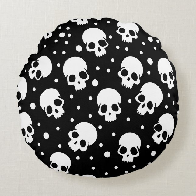 Coussins Ronds Crâne monochrome Polka Dot (Devant)