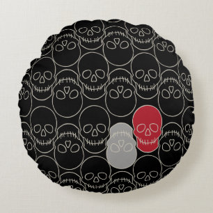 Coussins Ronds Crânes - Noir de chauve-souris et Blanc d'os