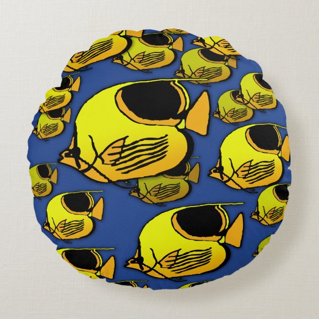 Coussins Ronds Crapet orange et jaune (Devant)