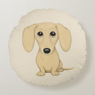 Coussins Ronds Cream Dachshund Cute Cartoon Wiener Chien