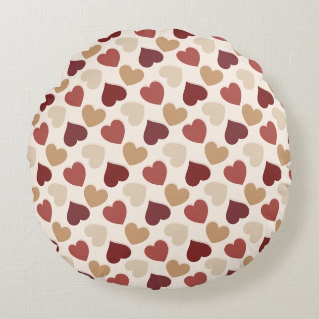 Coussins Ronds Cream Gold Red Hearts Glitter (Devant)