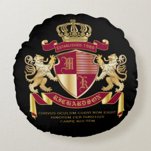 Coussins Ronds Créez votre propre blason d'armoiries d'or rouge