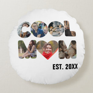 Coussins Ronds Créez votre propre photo Cool mère 7 lettres pour