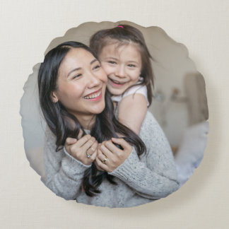 Coussins Ronds Créez Votre Propre Photo Personnalisée Maman et Mo