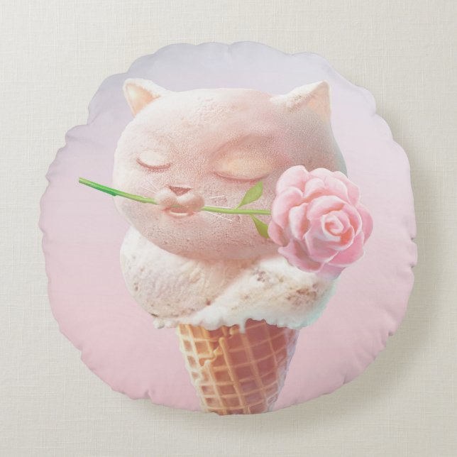 Coussins Ronds Crème de glace Kitty - Rosy & Dreamy (Devant)