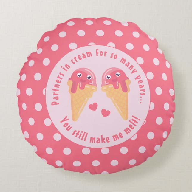 Coussins Ronds Crème glacée Scoops Cute Romantique Saint Valentin (Devant)