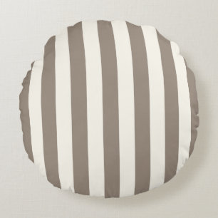Coussins Ronds Crème Taupe Stripes intemporelle