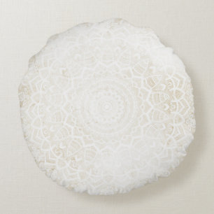Coussins Ronds Crème vanille Mandala Round Cushion