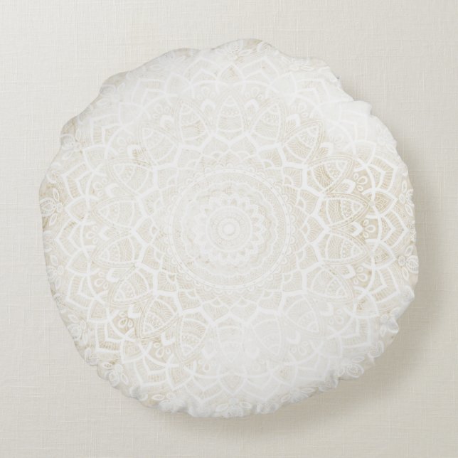 Coussins Ronds Crème vanille Mandala Round Cushion (Dos)