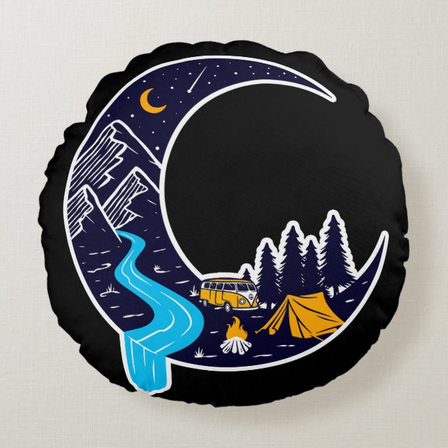 Coussins Ronds Crescent Moon Adventure Camping (Devant)