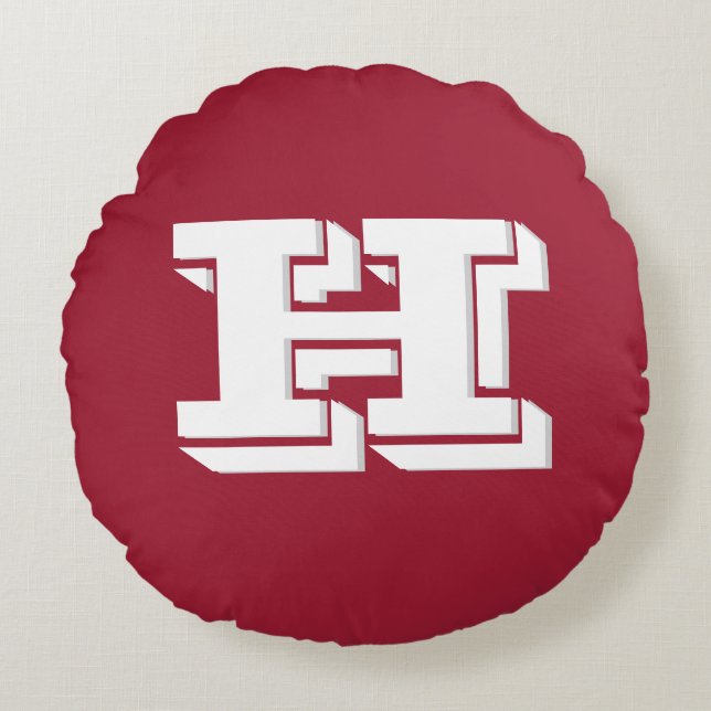 Coussins Ronds Crimson and White Varsity Letter  Monogram  (Devant)