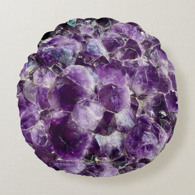 Coussins Ronds Cristal de améthyste violet (Devant)