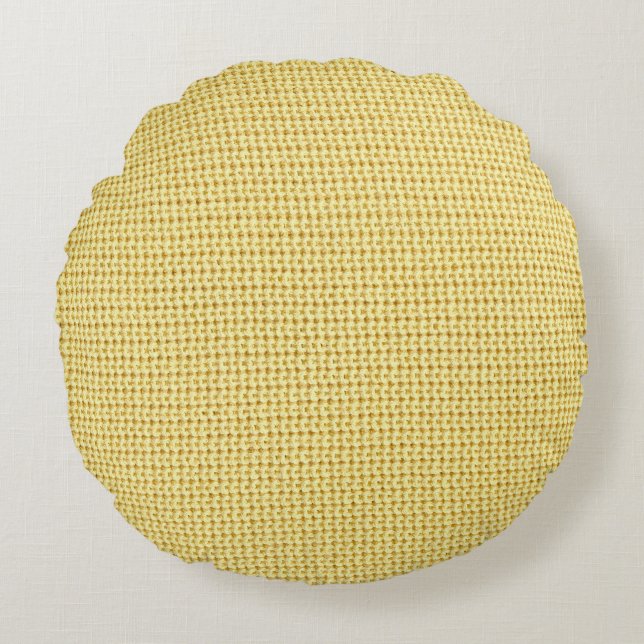 Coussins Ronds Crochet de printemps : Art textile jaune. (Devant)