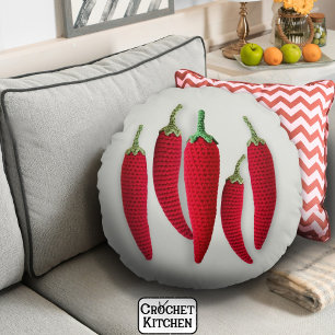 Coussins Ronds Crochet minimal rouge épicé Jalapeno Knit Artisana
