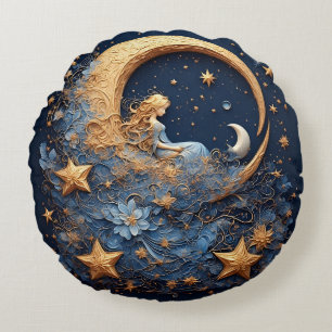 Coussins Ronds Croissant de Lune Doré Décoratif