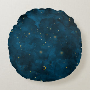 Coussins Ronds Croissant de Lune Nuit Étoilée Céleste