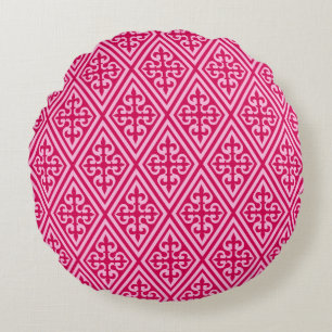 Coussins Ronds Croix médiévale Damas - Fuchsia rose
