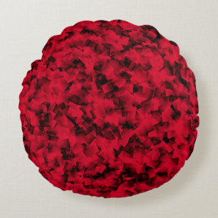 Coussins Ronds Cubisme Abstrait Motif Rouge Noir