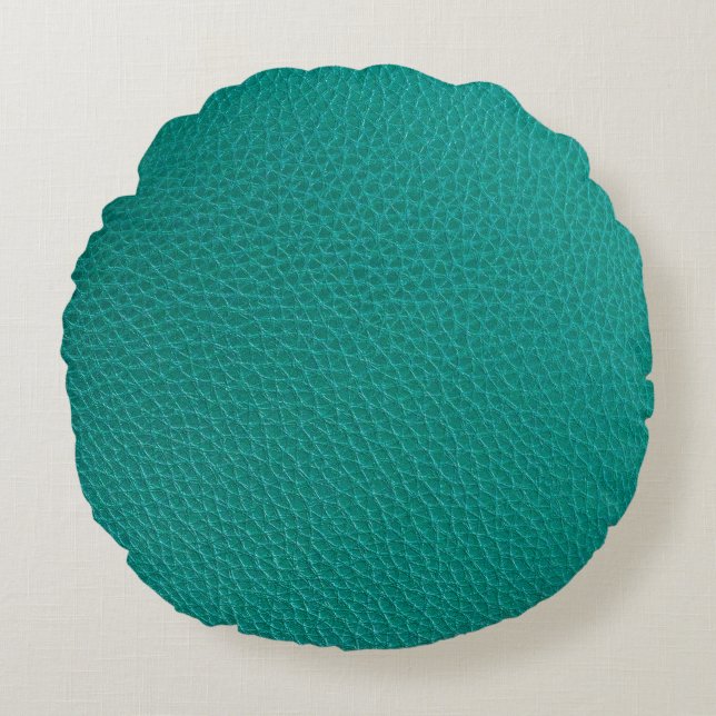 Coussins Ronds Cuir Aquamarine : Texture de serpent à la mode. (Devant)