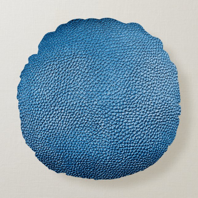 Coussins Ronds Cuir bleu classique texture arrière - plan closeup (Devant)