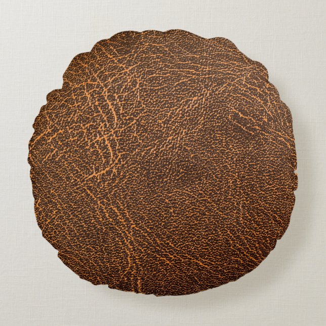 Coussins Ronds Cuir Brown naturel : Arrière - plan texturé (Devant)