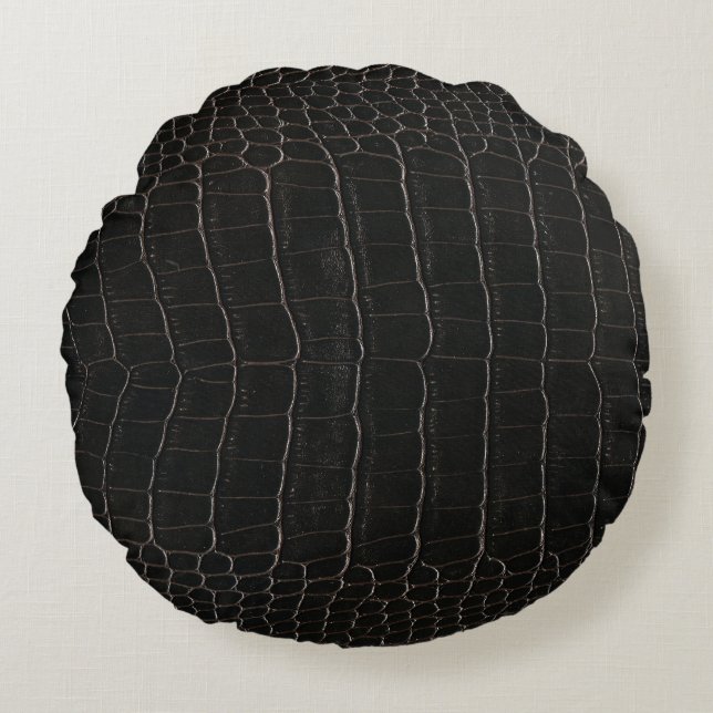 Coussins Ronds Cuir de crocodile luxueux : texture textile. (Devant)