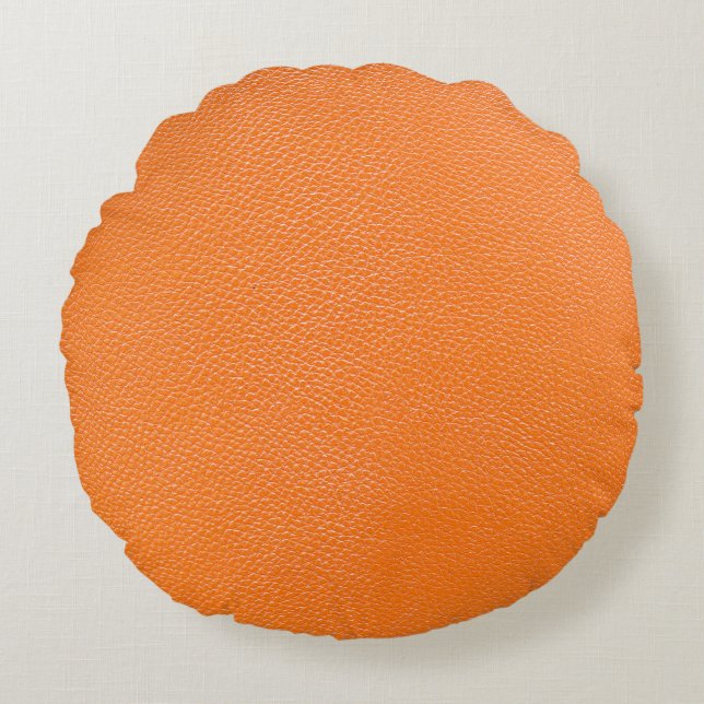 Coussins Ronds Cuir orange texture motif fond cuir, t (Devant)