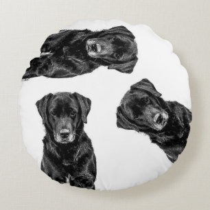Coussins Ronds Cuisine Labrador Chien noir Chien Chien Chien Chie