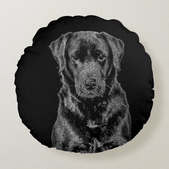 Coussins Ronds Cuisine Labrador Chien noir Chien Chien Chien Chie (Devant)