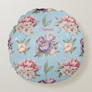 Coussins Ronds Cuisine Vintage rose et blanc Motif de pivoine flo