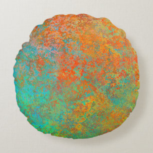 Coussins Ronds Cuivre et texture turquoise