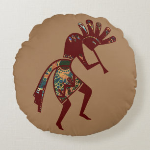 Coussins Ronds Culture amérindienne - Danse Kokopelli 3