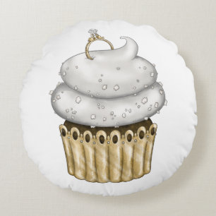 Coussins Ronds Cupcake Fiançailles doux