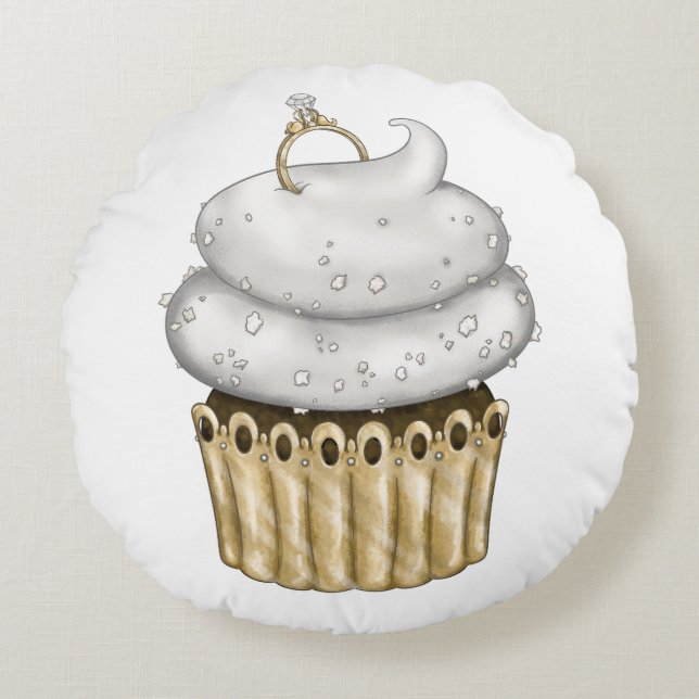 Coussins Ronds Cupcake Fiançailles doux (Devant)