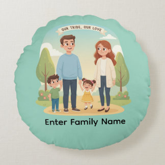 Coussins Ronds Custom Family Portrait Our Tribe Our Love