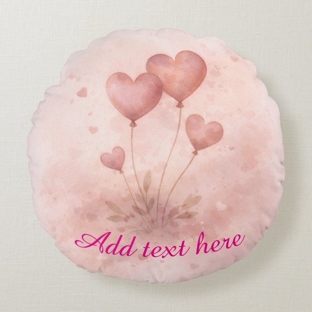 Coussins Ronds Custom Round Heart Balloon Pillow (Devant)