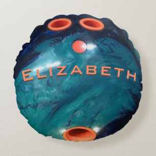 Coussins Ronds    CustomBowling Ball Marbre bleu et orange
