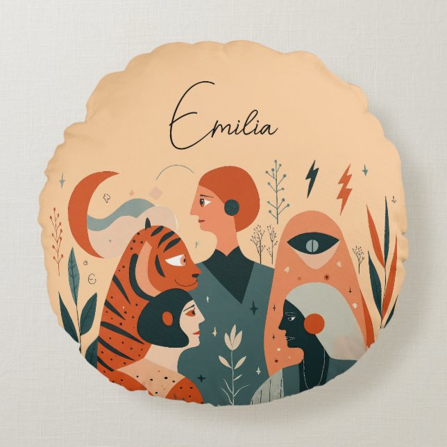 Coussins Ronds Customizable Name Round Pillow – Perfect for Gifti (Devant)