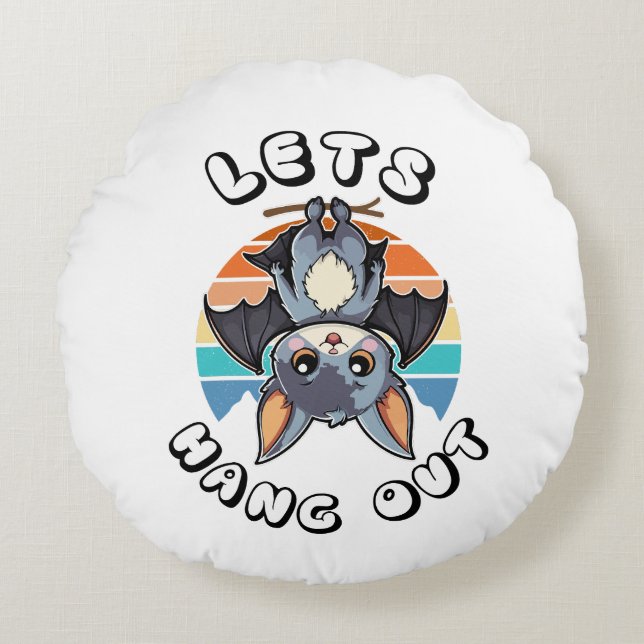 Coussins Ronds Cute Bat Hanging et Retro Sunset | Allons-y (Devant)