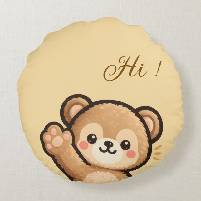 Coussins Ronds Cute Bear Round Pillow | Kawaii Home Decor Cushion (Dos)