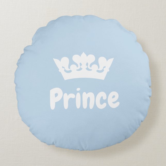 Coussins Ronds Cute Blue Prince Crown Boy Nursery (Devant)