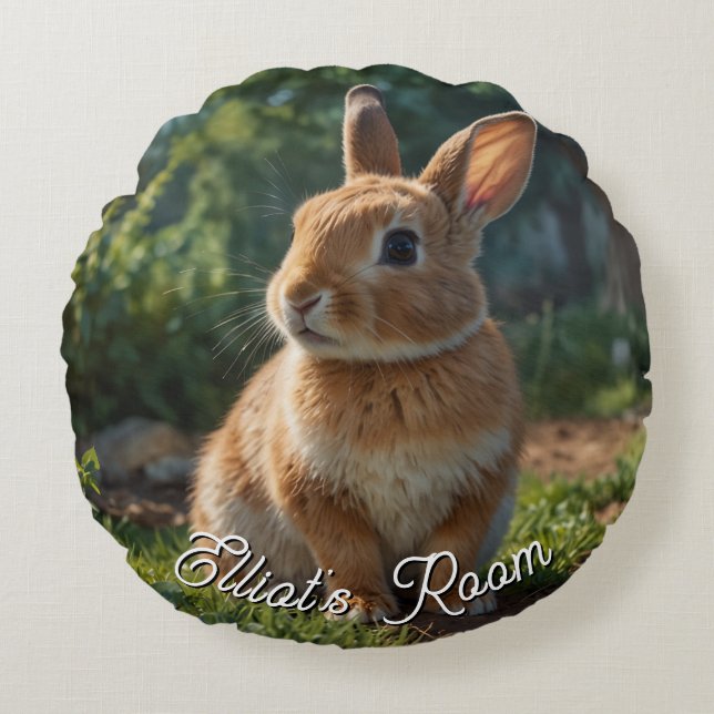 Coussins Ronds Cute Bunny English cottage garden Easter  (Devant)