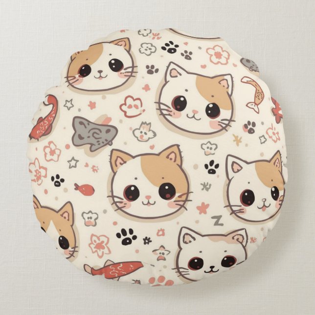Coussins Ronds Cute Chat simple chaton Motif (Devant)
