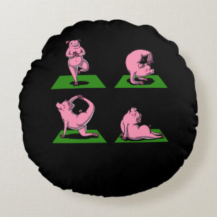 Coussins Ronds Cute Cochon Yoga Poses Animaux De Ferme Drôle