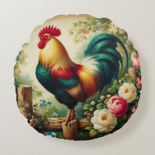 Coussins Ronds Cute coq rustique/vintage
