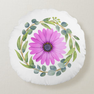 Coussins Ronds Cute couronne florale rose